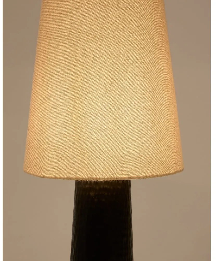 Fekete-krémszínű állólámpa textil búrával (magasság 129 cm) Senni – Kave Home