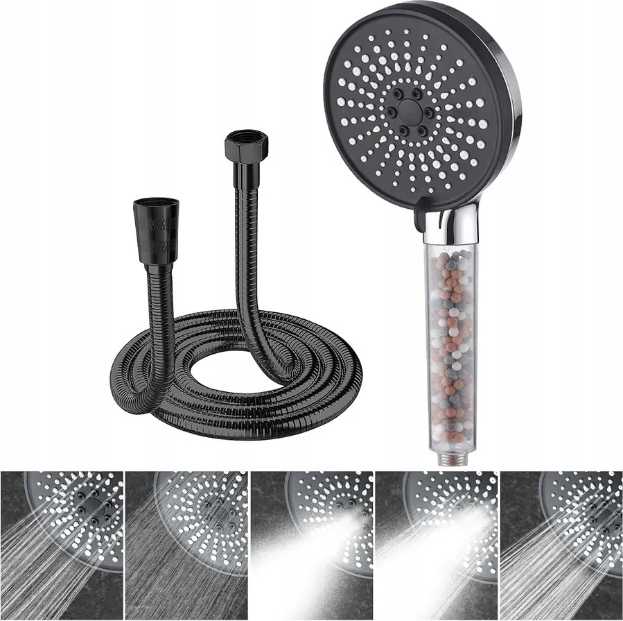 Fannas Zuhanyfej 5 Sugár Tömlőszűrő Kövekkel