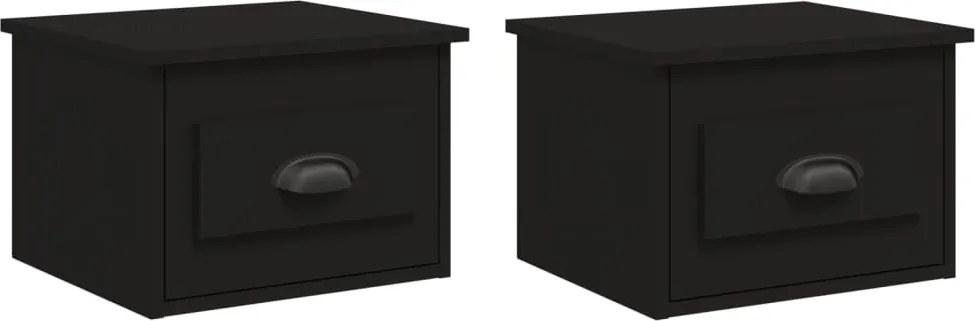 vidaXL 2 db fekete falra szerelhető éjjeliszekrény 41,5x36x28 cm