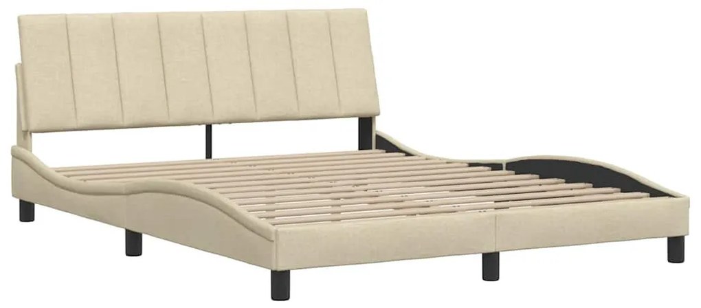 krémszínű szövet ágykeret matrac nélkül Hanko 160 x 200 cm