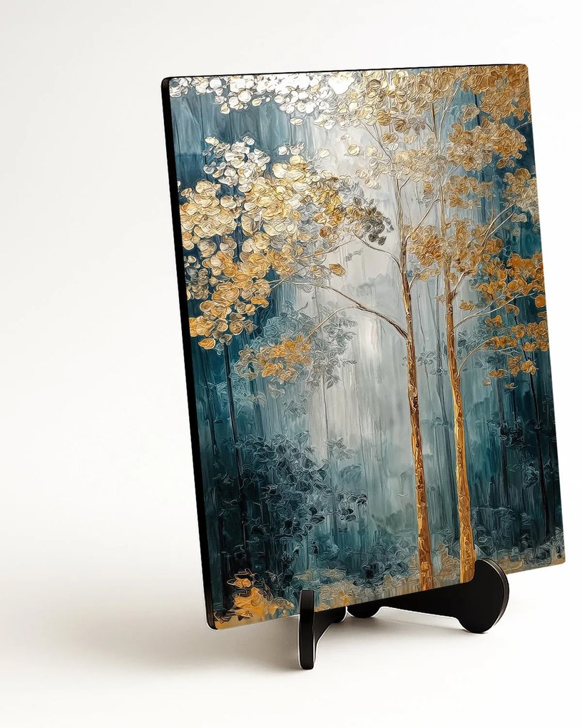 DUBLEZ | Fából készült kép - Festett arany fák