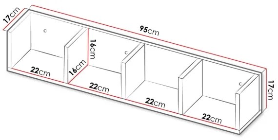 Fali polc LOTIKO 17x95 cm fehér