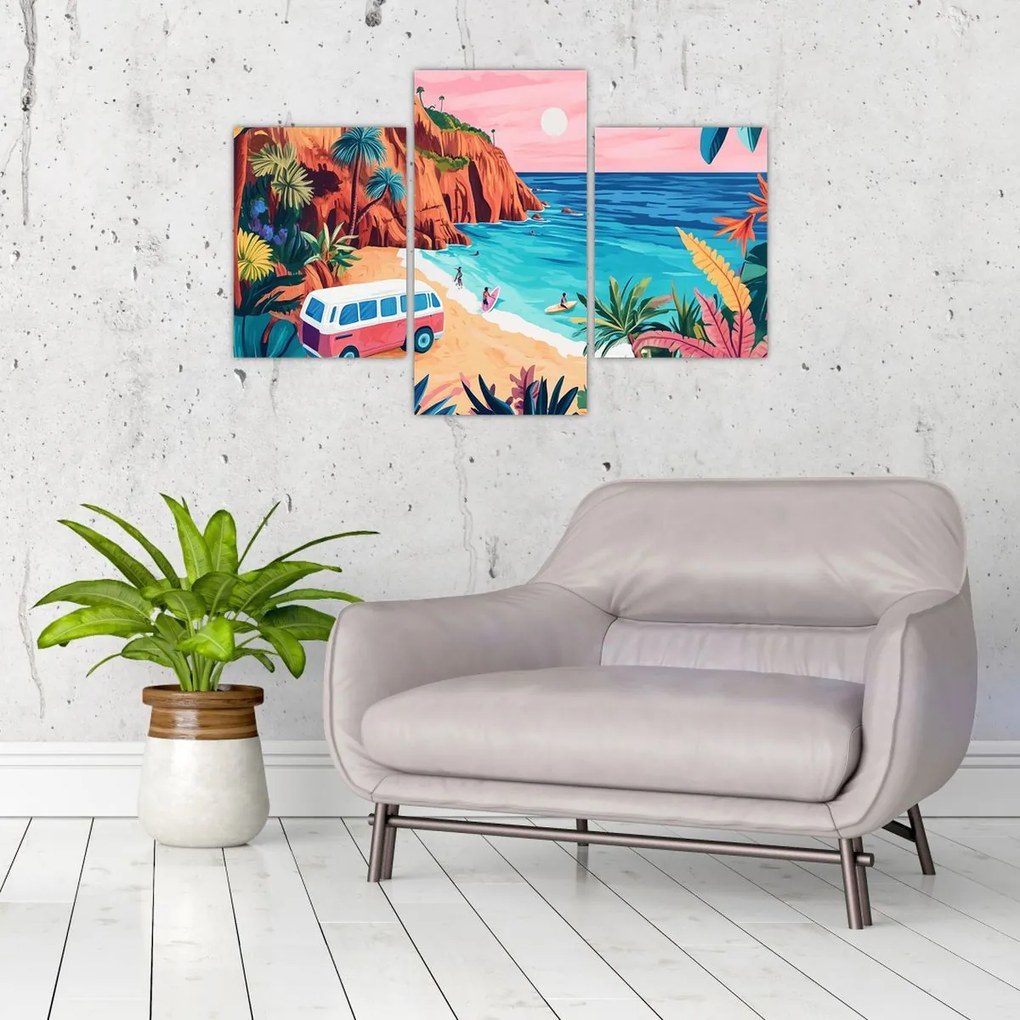 Kép - Lakóautó az óceánnál (90x60 cm)