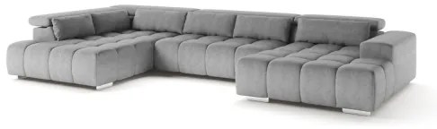 Sarokkanapé fejtámlákkal U alakban TROPEA balos szürke