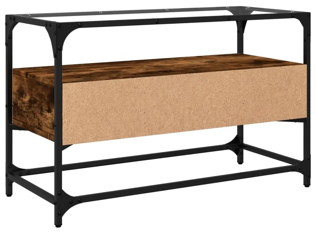 füstös tölgy szerelt fa TV-szekrény üveglappal 80 x 35 x 51 cm