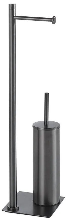 Gedy - TRILLY álló WC-kefe WC-papírtartóval, metálszürke