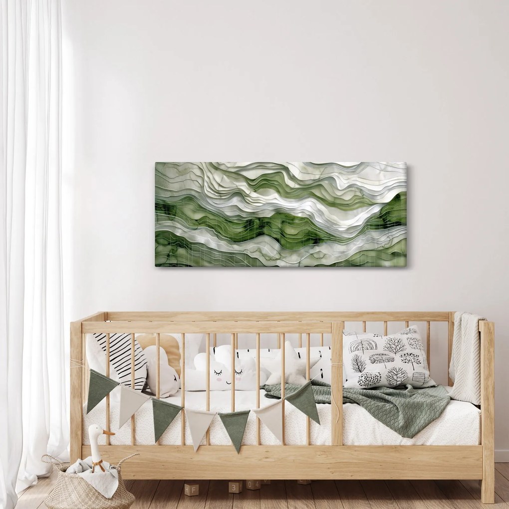 Kép - Zöld és fehér fodrok (120x50 cm)