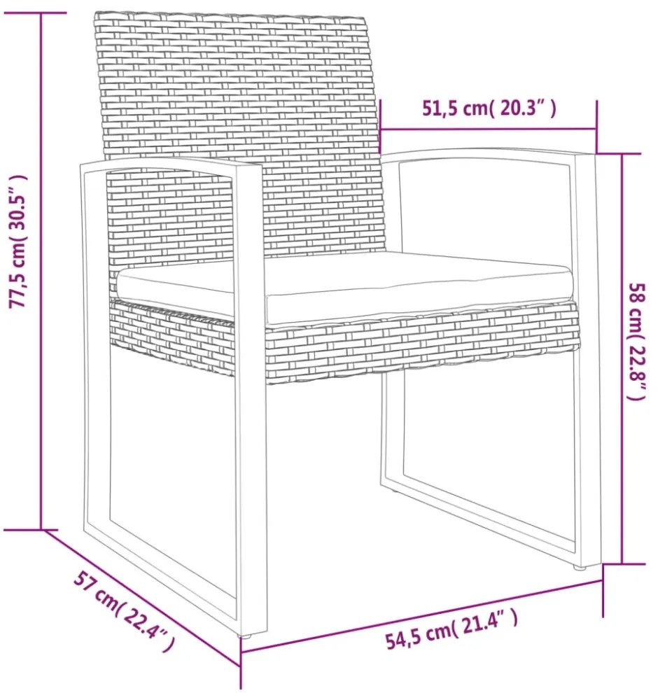 2 db sötétszürke polyrattan kerti étkezőszék