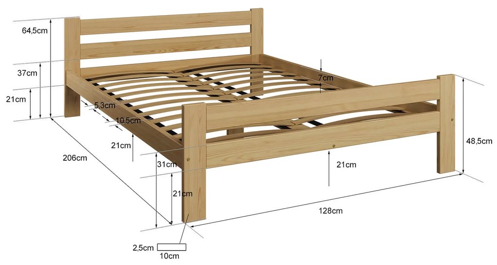 Fa ágy 120x200cm Kenta VitBed fenyő