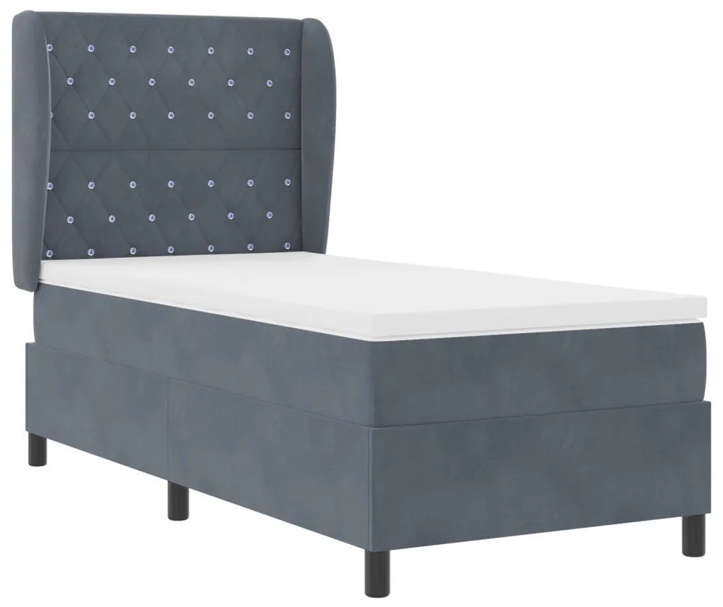 vidaXL Boxrugós ágy matracmal Sötétszürke 200 x 100 cm Poliészter