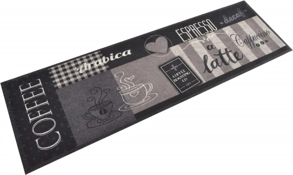 vidaXL fekete mosható coffee feliratos bársony konyhaszőnyeg 45x150 cm