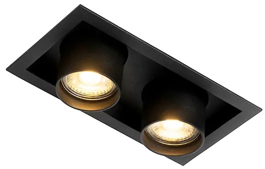 Modern beépíthető spotlámpa fekete állítható 2-lámpás - Roof