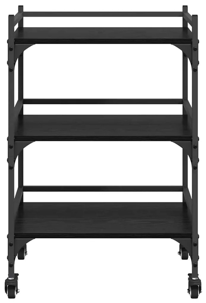 vidaXL Konyhai kocsi Fekete tölgy 50 x 35 x 75.5 cm Faanyag