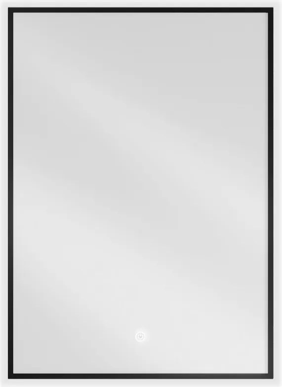 Mexen Erma 50 x 70 cm-es, LED 6000K világítású, páramentes fürdőszobai tükör, fekete keret - 9814-050-070-611-70