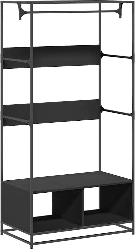 vidaXL fekete szerelt fa ruhásszekrény 90 x 50 x 180 cm