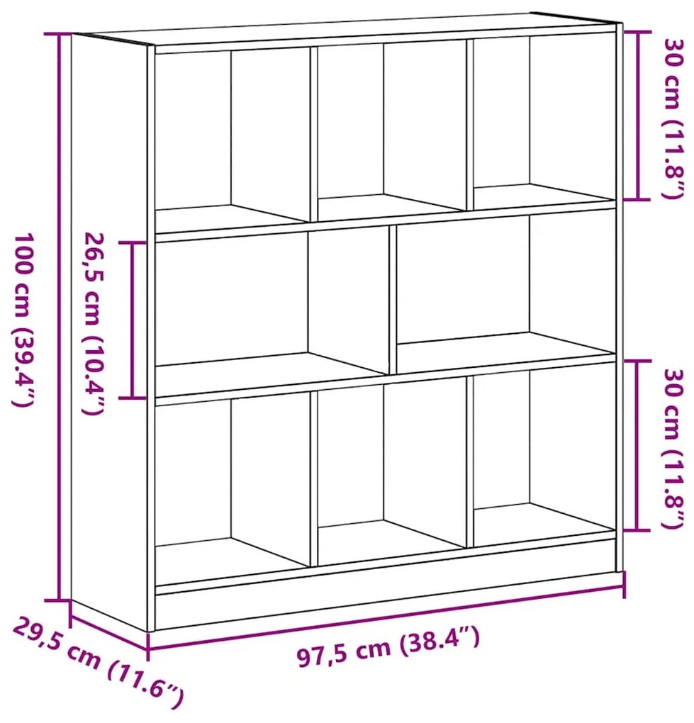 fekete tölgy színű szerelt fa könyvszekrény 97,5x29,5x100 cm