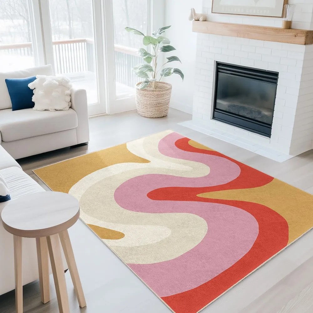 Sárga-rózsaszín mosható futószőnyeg 60x230 cm Raspberry Creamsicle – Mila Home