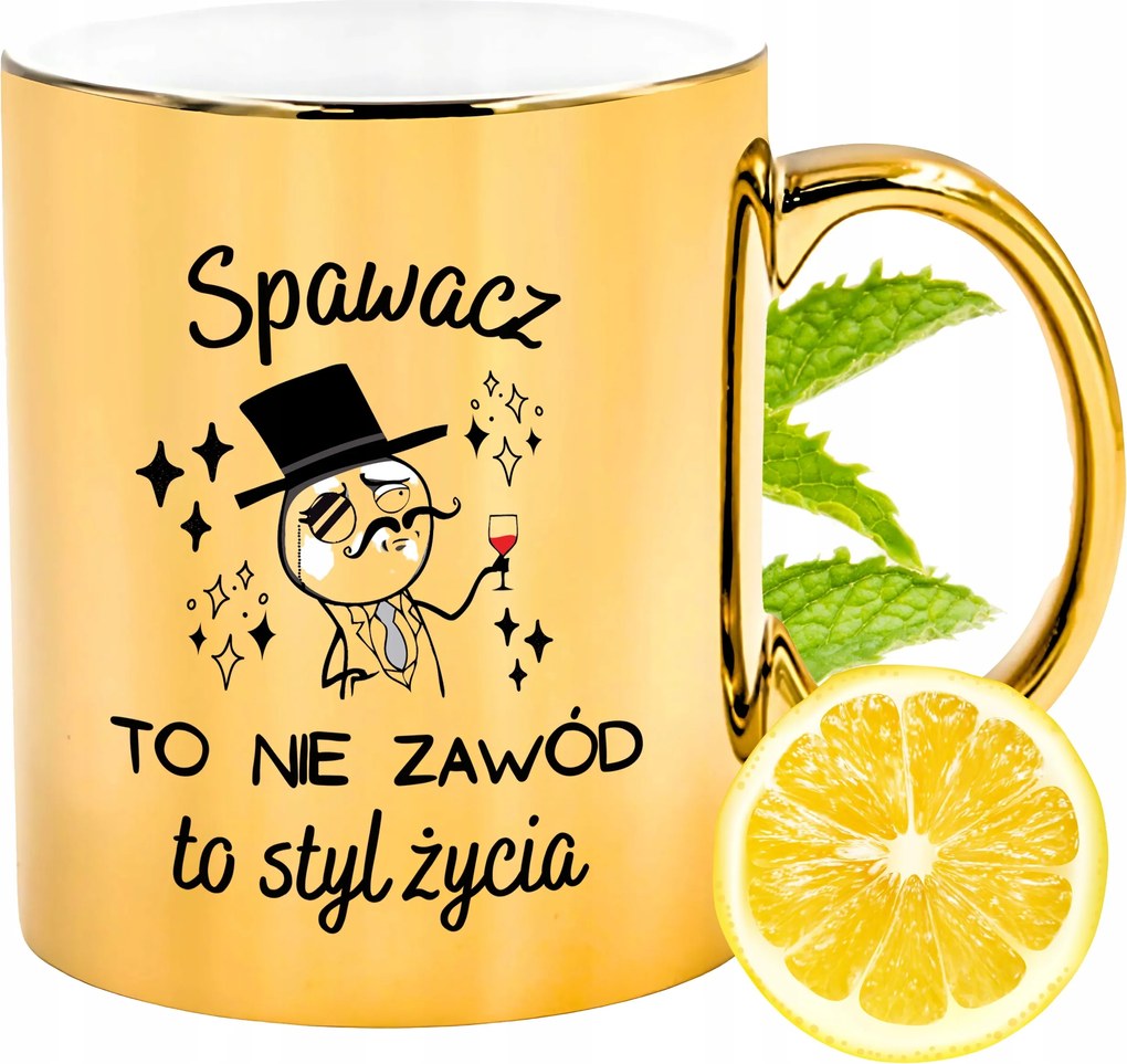 Arany fényes bögre Hegesztőnek Ajándék Nyomtatott Fotóval