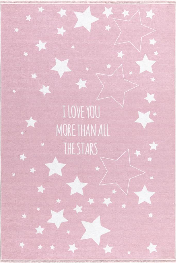 LOVE YOU STARS gyerekszőnyeg rózsaszín