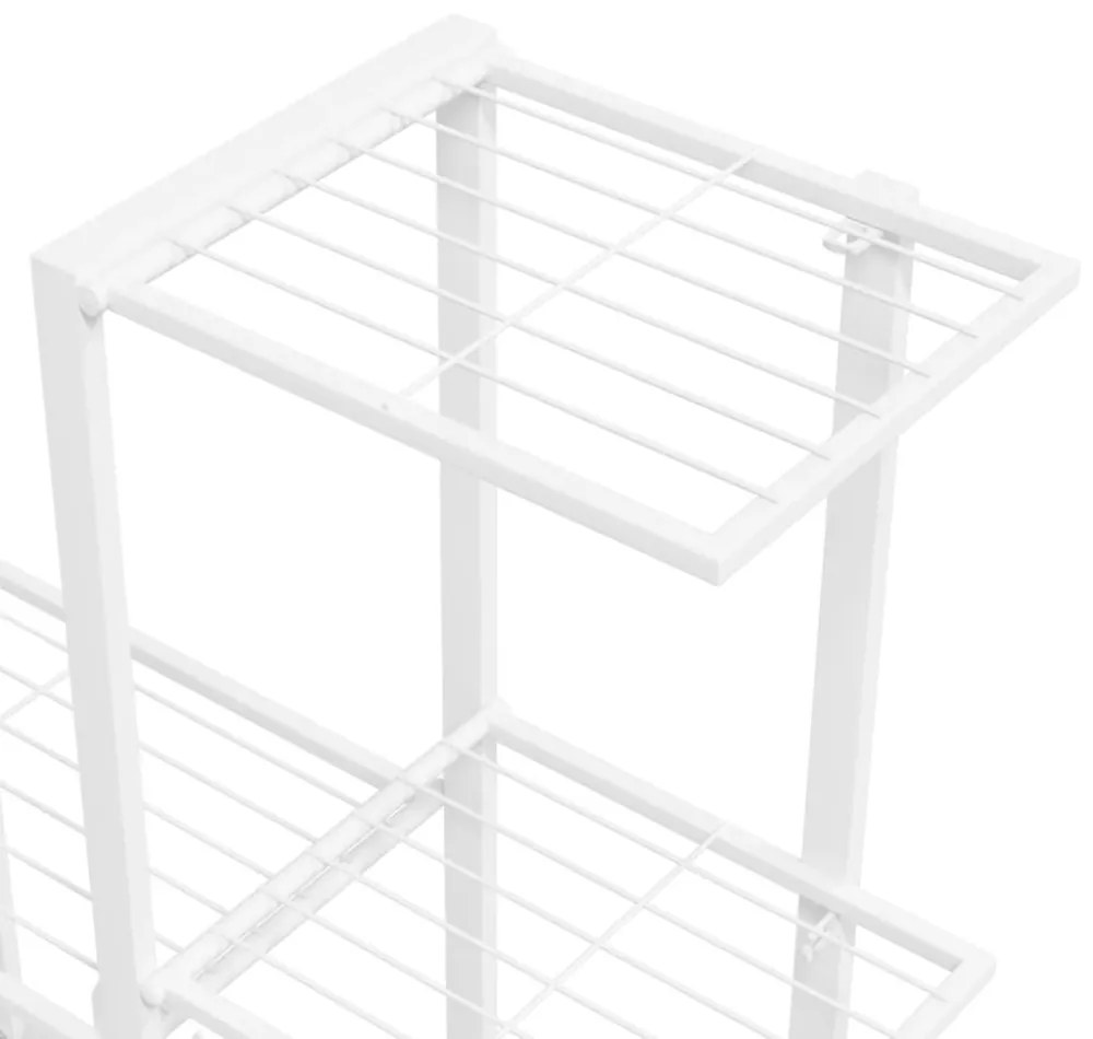 fehér acél virágtartó állvány kerékkel 94,5 x 25 x 92,5 cm