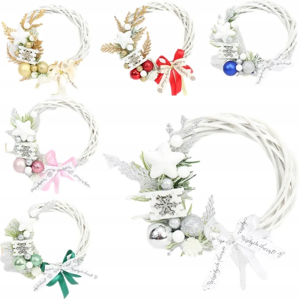 Karácsonyi koszorú ajtódísz nád Színek