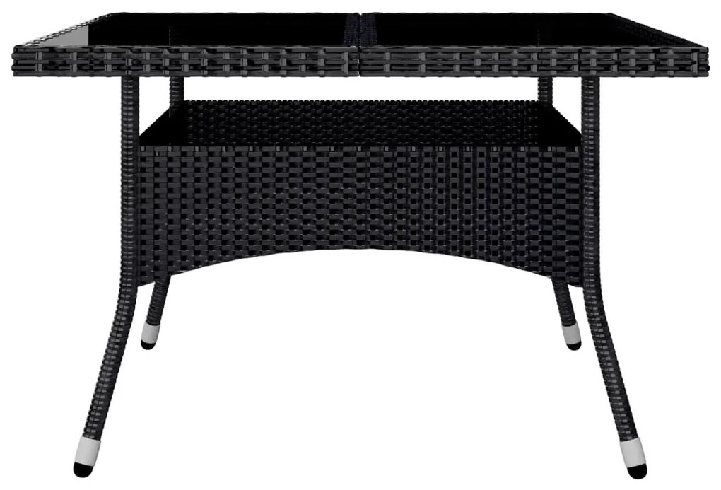 9 részes fekete polyrattan és edzett üveg kerti étkezőszett
