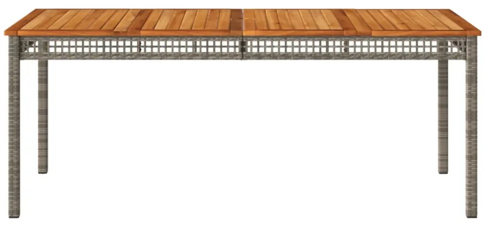 szürke polyrattan és akácfa kerti asztal 180 x 90 x 75 cm