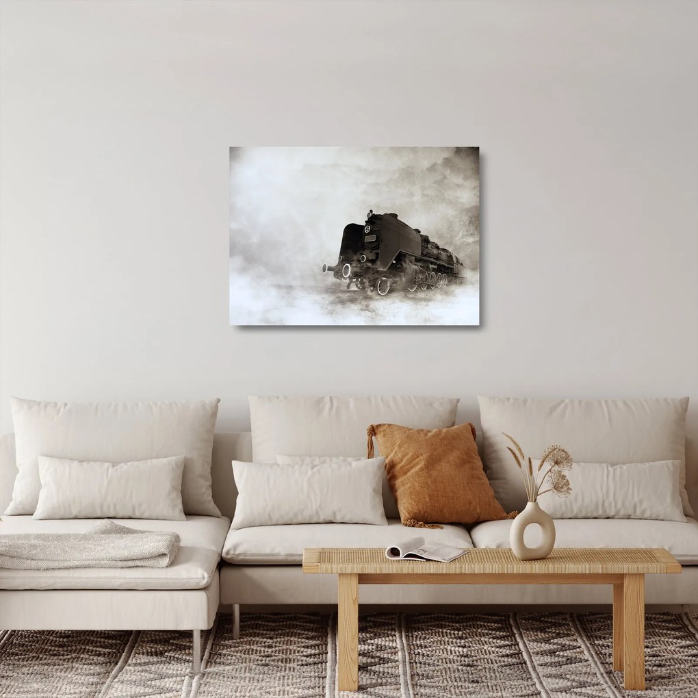 Kép - Vonat a ködben (üvegen) (70x50 cm)