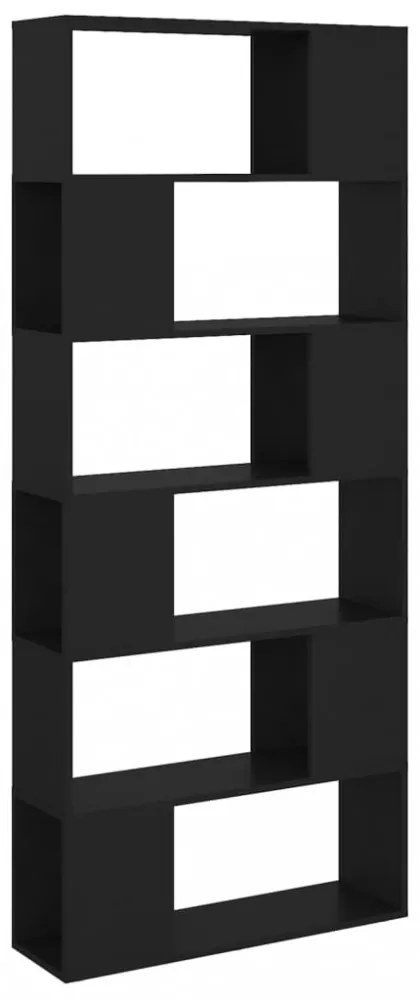 fekete szerelt fa térelválasztó könyvszekrény 80 x 24 x 186 cm