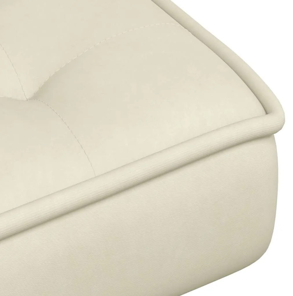 krémszínű bársony pihenőfotel lábtartóval