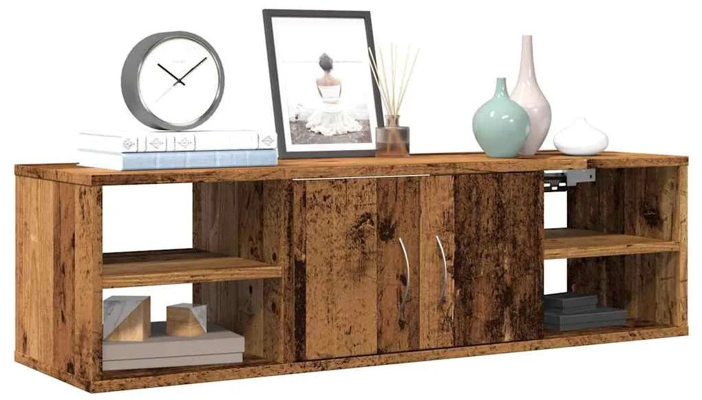 antik fa színű szerelt fa faliszekrény 101x30x29 cm