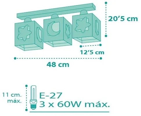 Dalber D-63233NH - Gyerek mennyezeti lámpa MOONLIGHT 3xE27/60W/230V