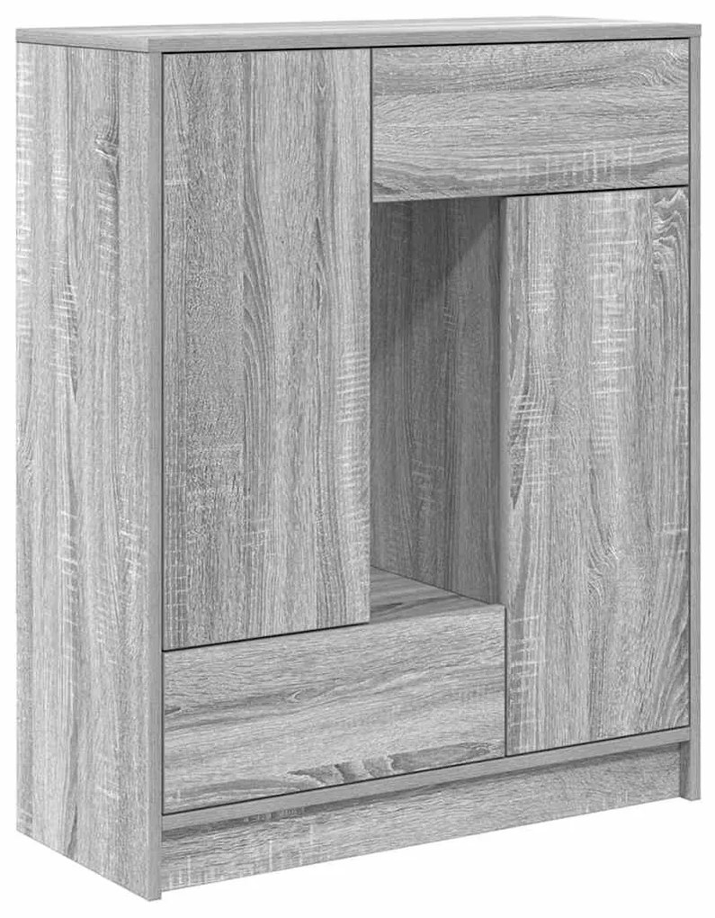 szürke sonoma komód fiókokkal és ajtókkal 73x31x90 cm