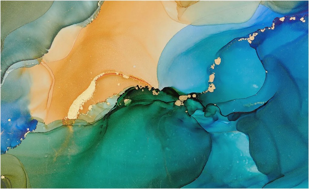 Divatos Flizelin Tapéta Ragasztóval Fali 3D Színes hullámok 416x254 Ragasztó