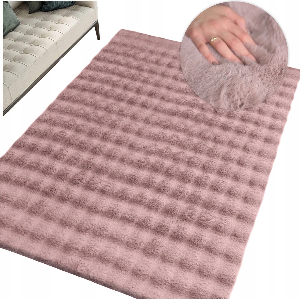 Rabbit Szőnyeg Rózsaszín Buborék Mintás Kellemes Puha, Mint A Nyúl Szőre 160x220CM