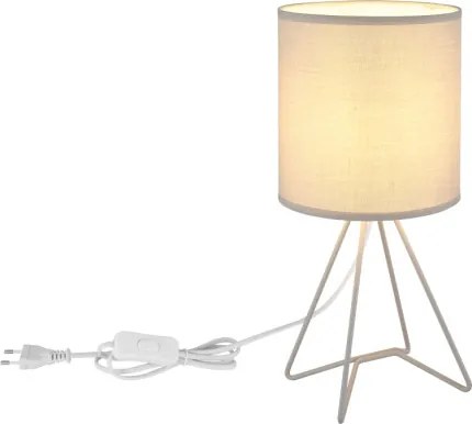 Globo 21734G Asztali lámpa, fém szürke, textil szürke, kábel PVC fehér, billenőkapcsoló a kábelen, ø: 160mm, M: 345mm, kábelhossz 1300mm, 1x E14 40W 230V izzó nélkül