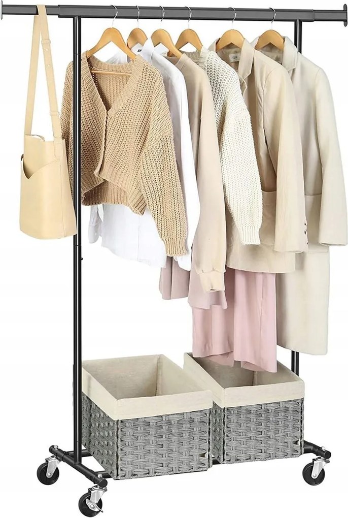 Akasztó 4 keréken Loft Fekete fém állvány