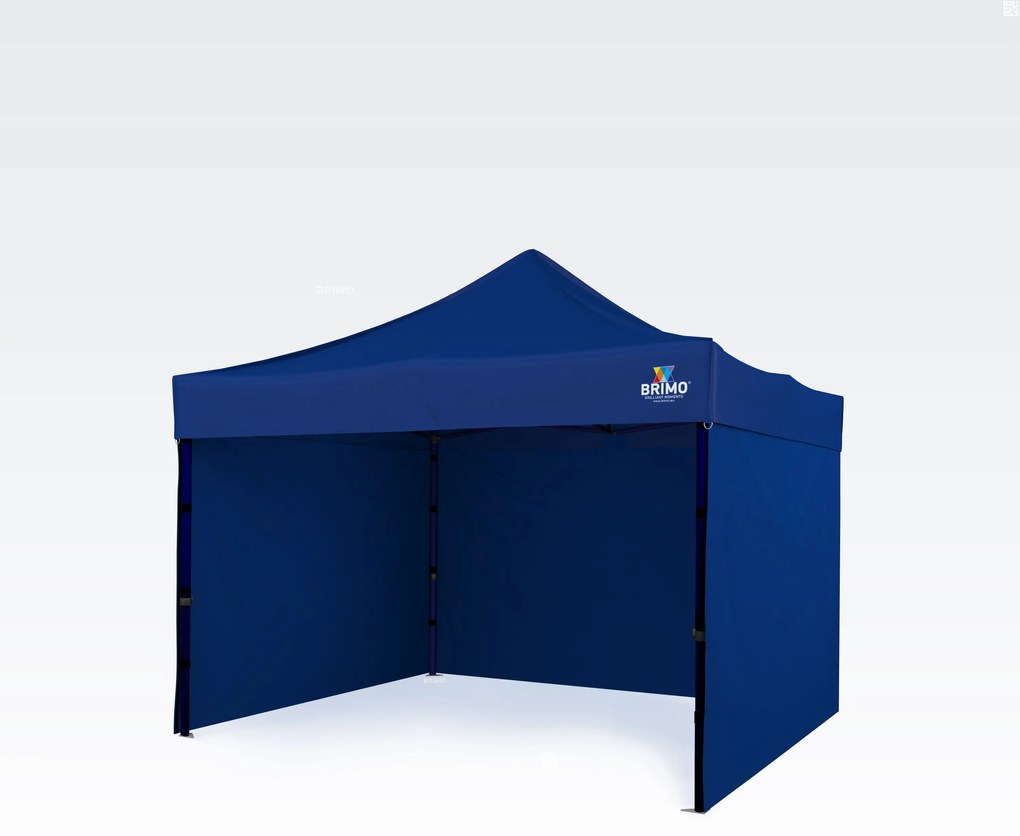 Sörsátor 3x3 m Acélváz 3 fallal: Munkasátor kézműveseknek - plusz 3 oldalfal - Kék