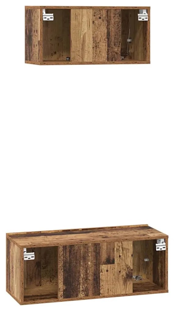 TV szekrény garnitúra 2 pcs Régi fa 80 x 30 x 30 cm Faanyag