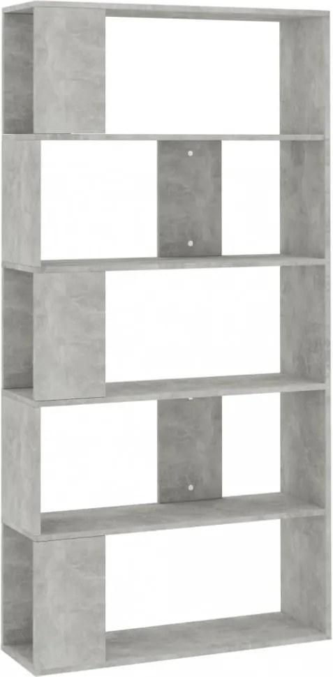 betonszürke szerelt fa könyvszekrény/térelválasztó 80x24x159 cm