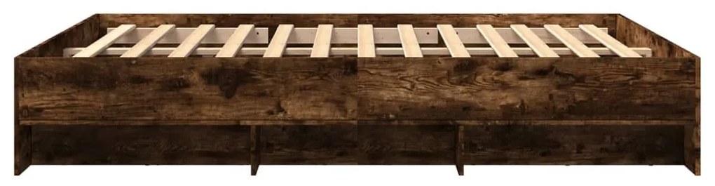 füstös tölgy színű szerelt fa ágykeret matrac nélkül 150x200 cm