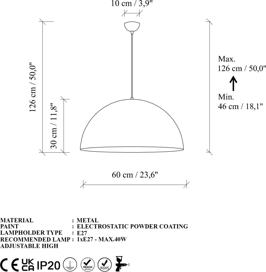 Kure 60 MR 724-1 arany fém függőlámpa, Ø60 cm