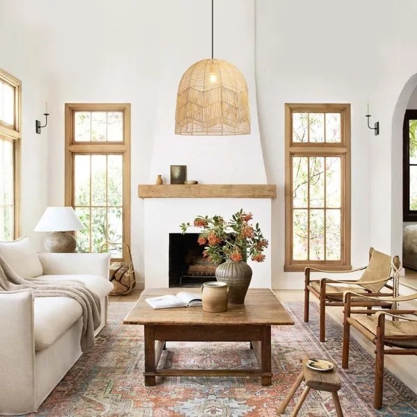 Immax 08263L - Csillár zsinóron PELO 1xE27/40W/230V átm. 50 cm rattan