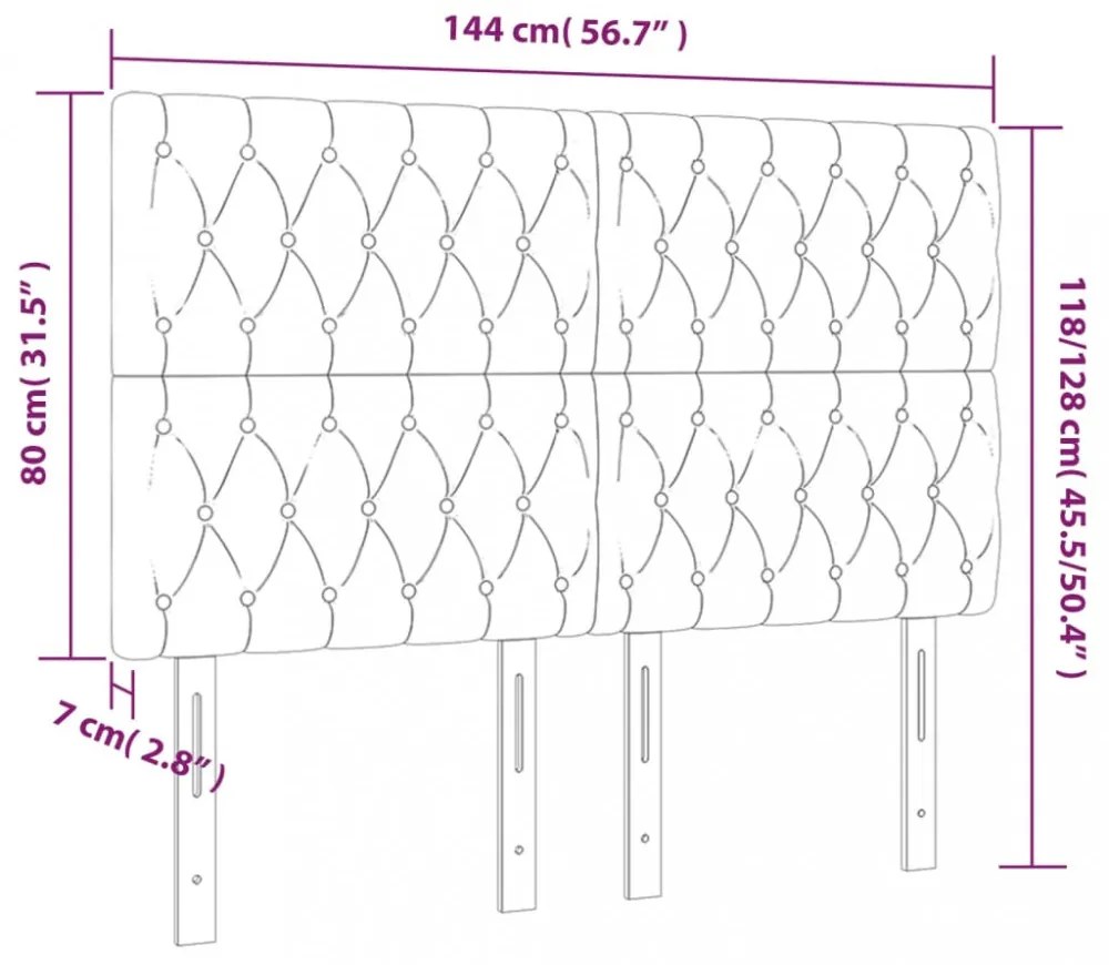 sötétszürke szövet LED-es fejtámla 144x7x118/128 cm