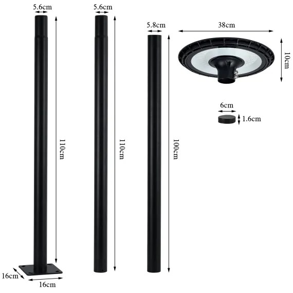 Brilagi - URBANSPARK LED utcai lámpa 120W 230V fekete IP65