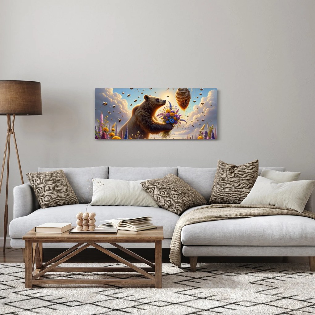 Kép - Medve és méhek (120x50 cm)