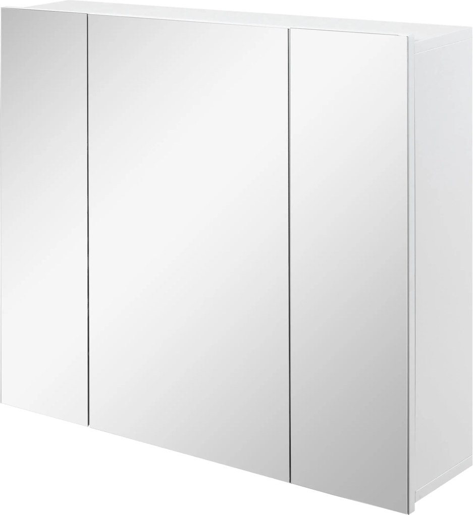 Kleankin Fali Fürdőszoba Szekrény Tükörrel 3 Ajtós és Állítható Belső Polcokkal 70x15x60 cm | Aosom