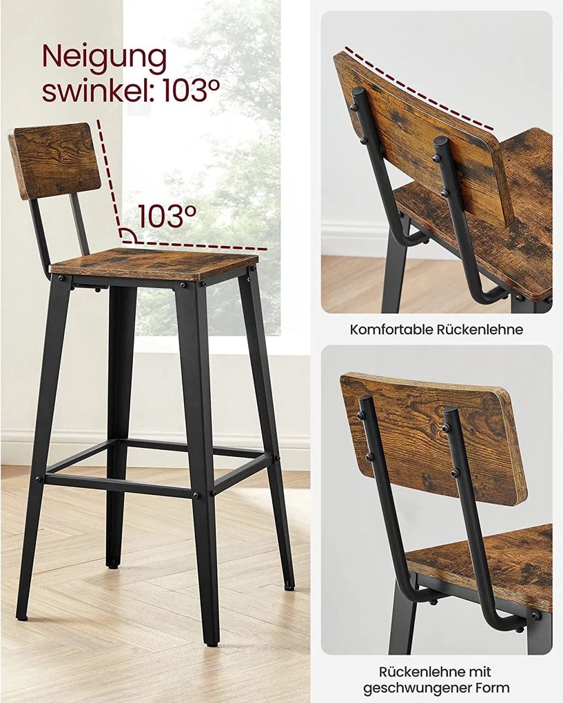 Bárszék 2db szett, konyhai székek háttámlával