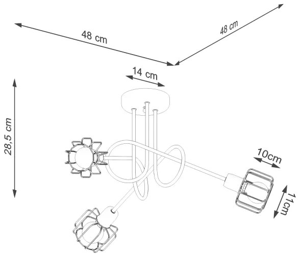 Sollux SL.1118 - Csillár rúdon BELUCI 3xE14/40W/230V fekete
