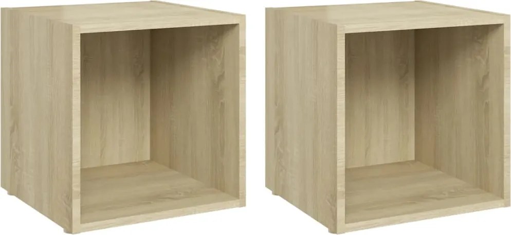 vidaXL 2 db sonoma tölgy színű szerelt fa TV-szekrény 37 x 35 x 37 cm